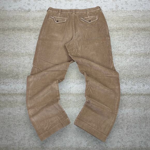 Vintage Y2K LL Bean Corduroy Pants 36x32 Baggy Wide Leg Fit Tan Flat Front - Picture 1 of 4